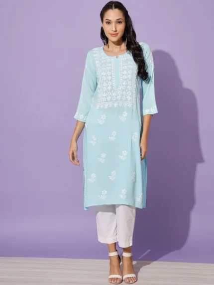 Inaya Rayon Straight Chikankari Kurta